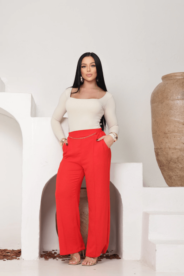 Calça Pantalona Adulto com 2 Bolsos e Corrente