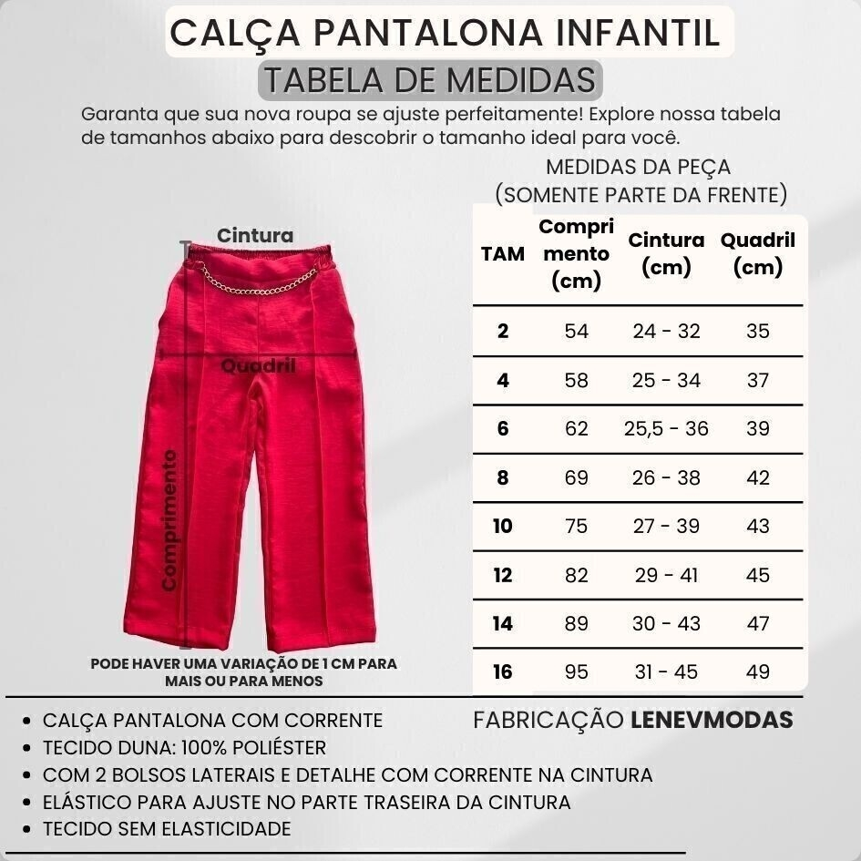 Calça Pantalona Duna Com Corrente Infantil - Imagem 15
